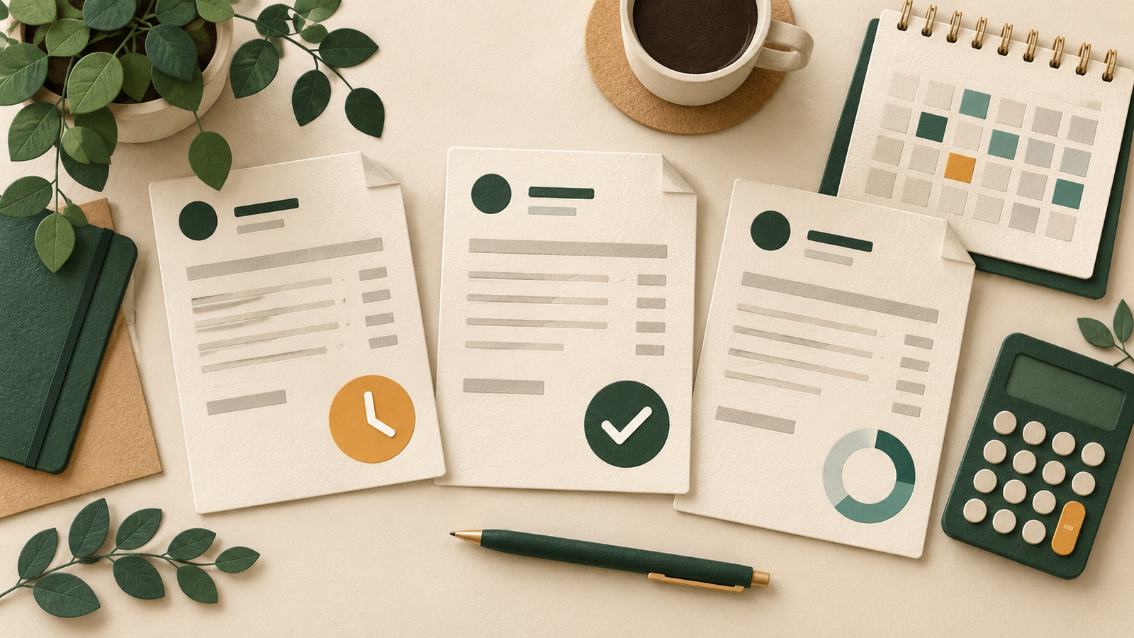 Illustration of invoice review and payment status records